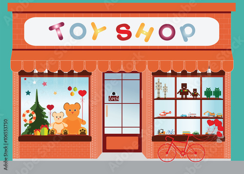 Toy shop window display.