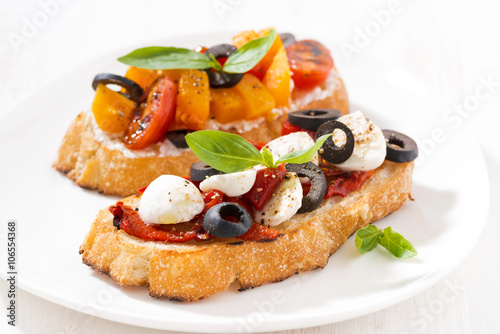 italian appetizer - bruschetta on plate