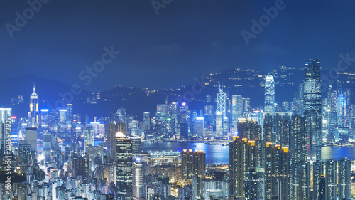 Panorama of Victoria Harbor of Hong Kong © leeyiutung