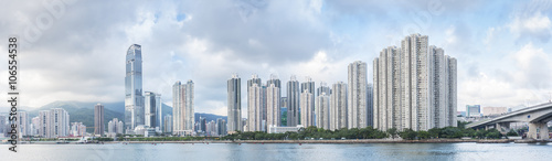 Panorama view of Harbor of Hong Kong City