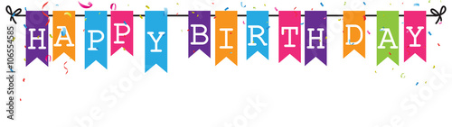 Canvas Print Bunting flags banner with happy birthday letter