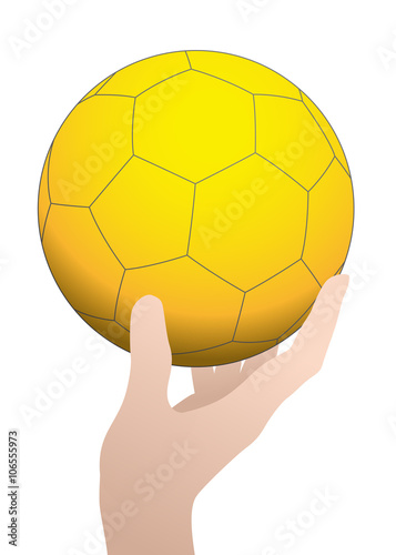 handball held by hand, vector illustration