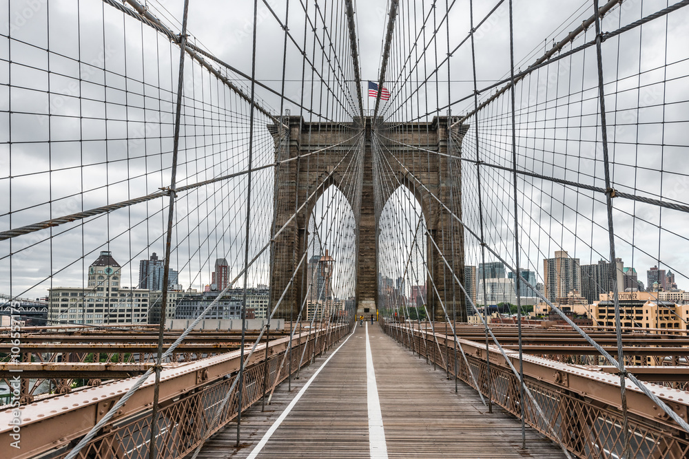 Naklejka premium Słynny Most Brookliński w Nowym Jorku