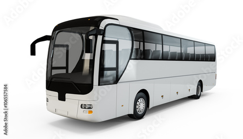 White big tour bus isolated on white background