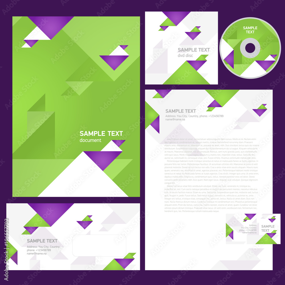 corporate identity template geometric triangle origami abstract