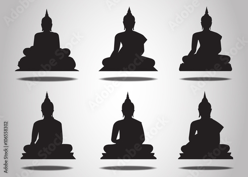 Set of Buddha Silhouettes o...