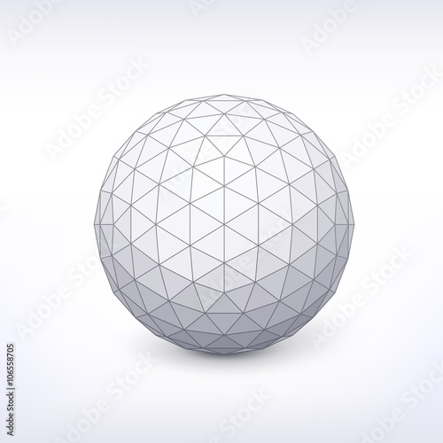 Sphere with triangular faces. Vector illustration