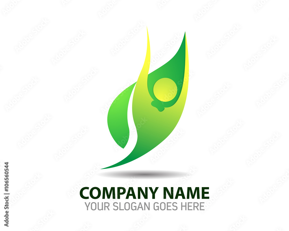Abstract Eco Green Happy Human Life Leaf Logo Icon Template Abstract Eco Green Happy Human Life Leaf Logo Icon Template