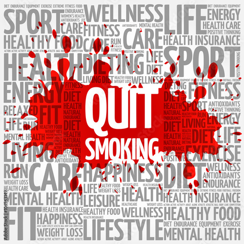 Quit Smoking word cloud background, health concept