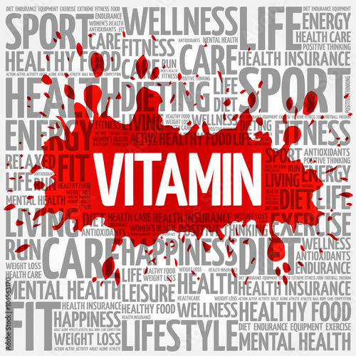 VITAMIN word cloud background, health concept