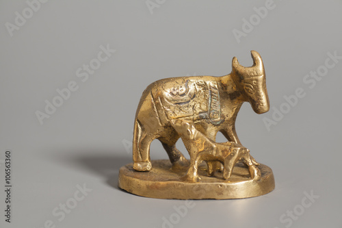Golden statue cow and calf