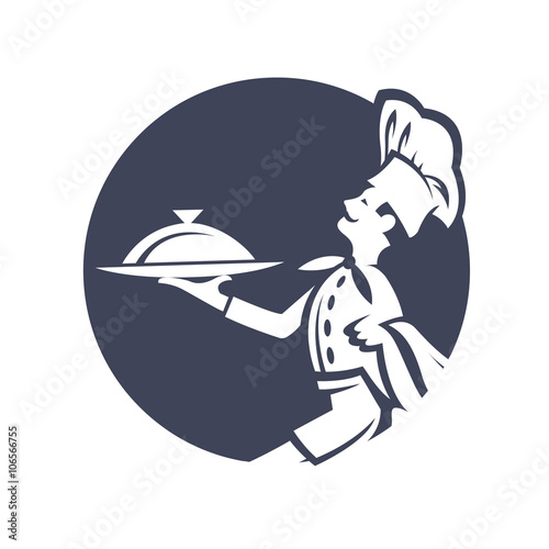 chef icon with tray of food in hand