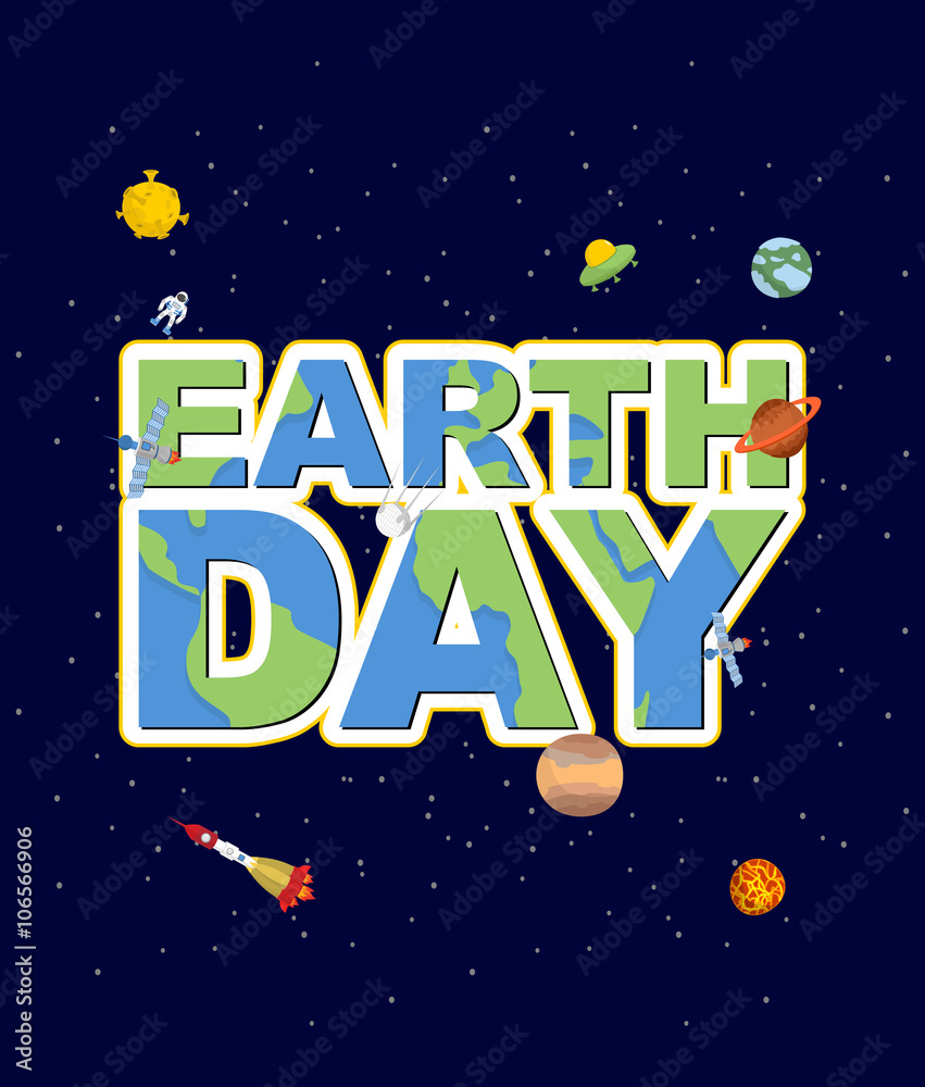 Earth Day emblem. Logo for Holidays of  Earth. Silhouette of con