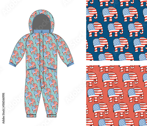 Republican baby Childrens clothing . Republican Elephant seamles