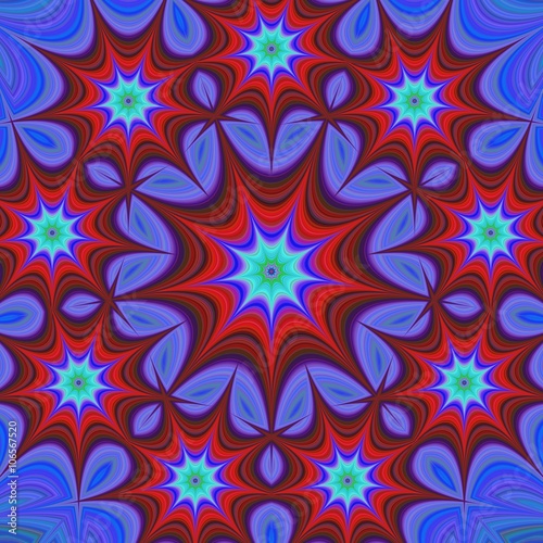 Nine branched star mandala fractal design