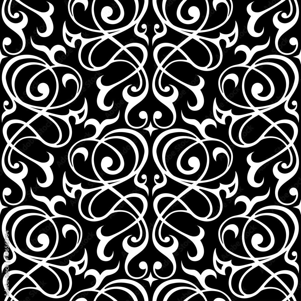 Damask seamless white and black ornament.Traditional vector pattern. Damask seamless white and black ornament.Traditional vector pattern.