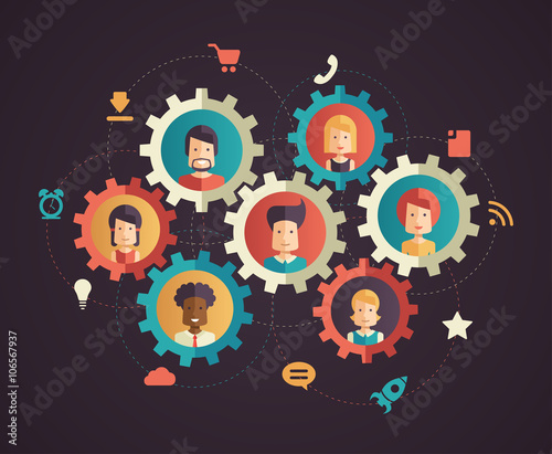 Network communication - modern flat design business infographics illustration