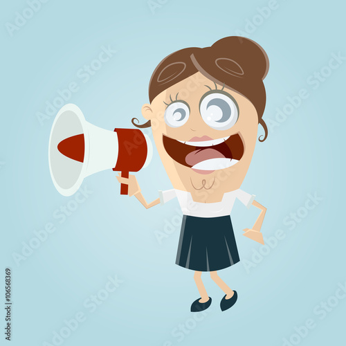 funny businesswoman with megaphone