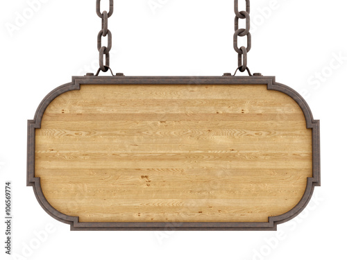 Fototapeta Naklejka Na Ścianę i Meble -  render of a wood sign, isolated on white