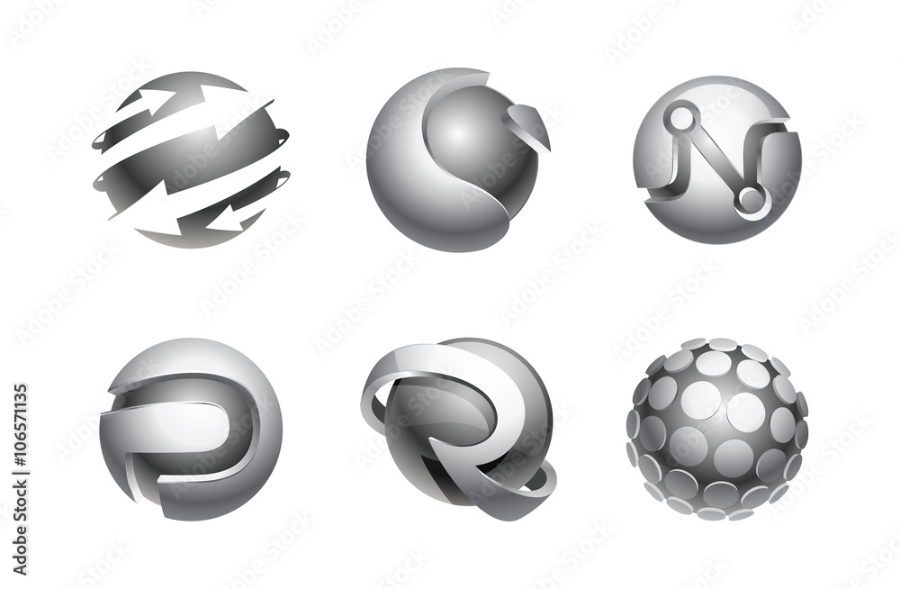 Silver Chrome Metal Logo Set