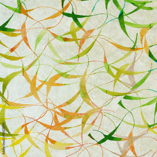 Fotografie green Tropical leaves on textured paper texture