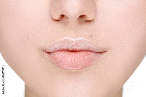Beautiful Perfect Lips. Sexy Mouth close up.