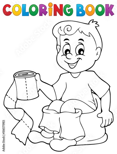 Coloring book boy on potty
