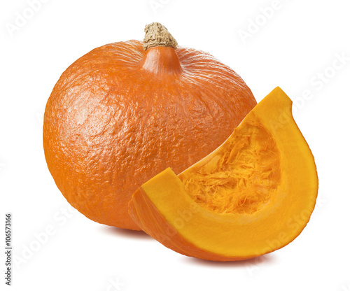 Pumpkin whole segment piece 1 isolated on white background