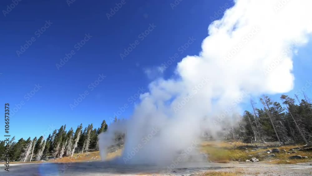 Fast motion view of Grand Geyser erupting in Yellowstone National Park in the Upper Geyser Basin Fast motion view of Grand Geyser erupting in Yellowstone National Park in the Upper Geyser Basin