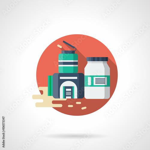 Sport nutrition containers flat color vector icon