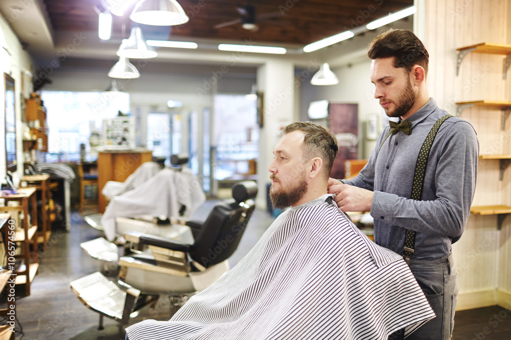Sitting in barbershop Sitting in barbershop
