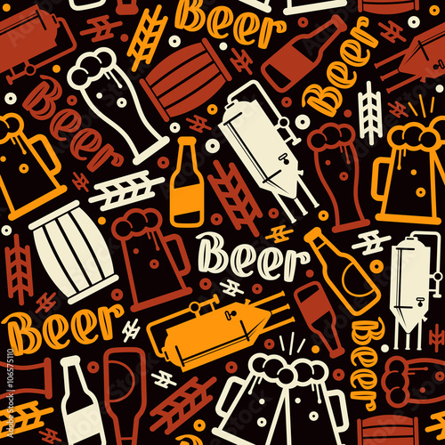 Craft beer brewery seamless pattern