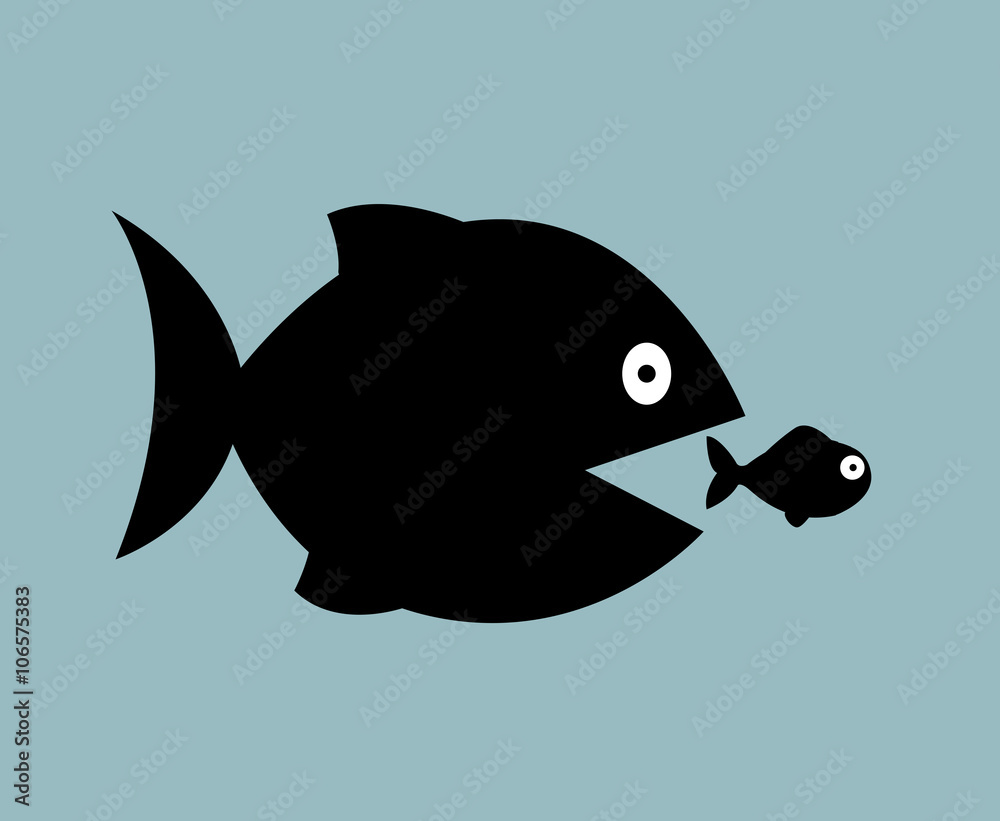 Fototapeta premium big fish eat little fish vector illustration