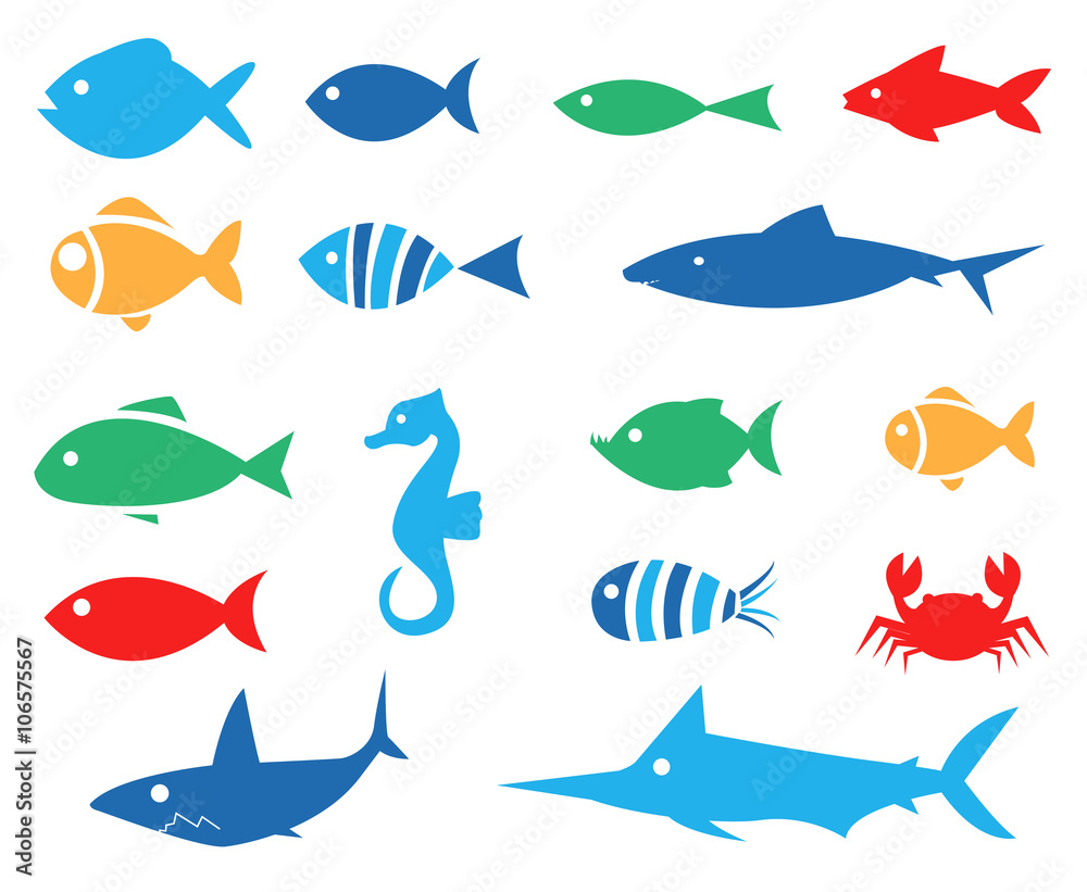 Obraz premium Aquarium Fishes - set of vector icons