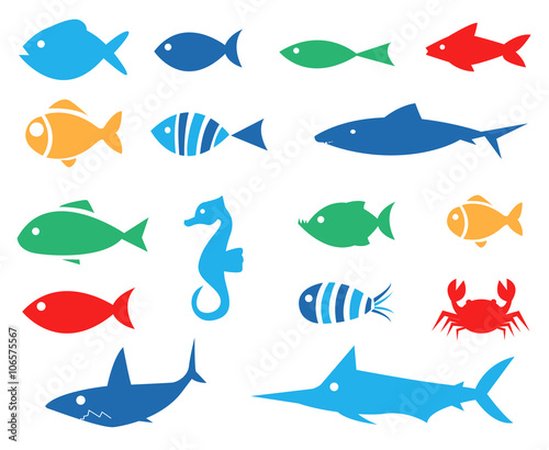 Fototapeta Naklejka Na Ścianę i Meble -  Aquarium Fishes - set of vector icons