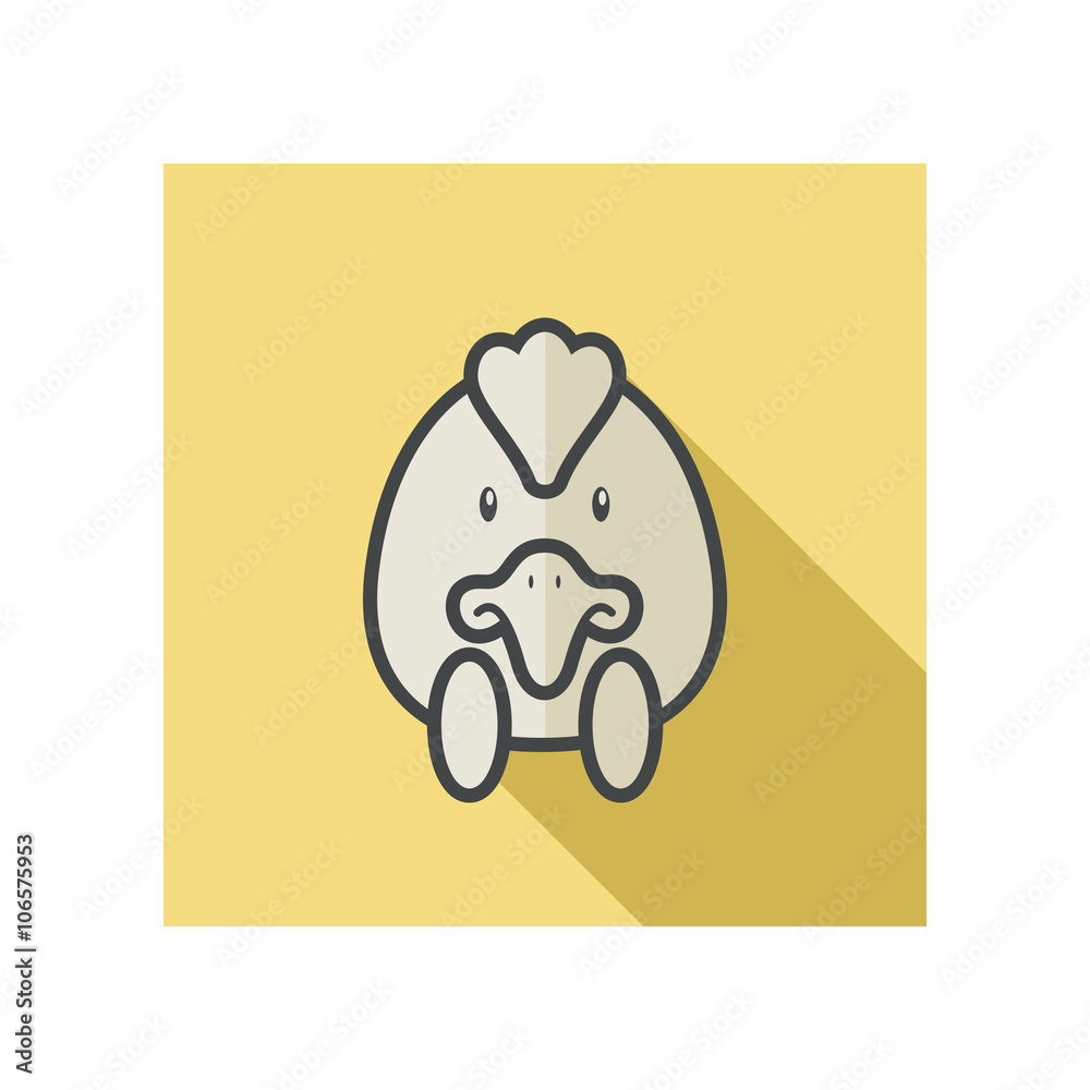Fototapeta premium Chicken flat icon. Animal head vector illustration