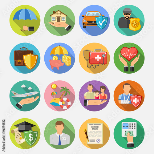 Insurance Flat Icons Set