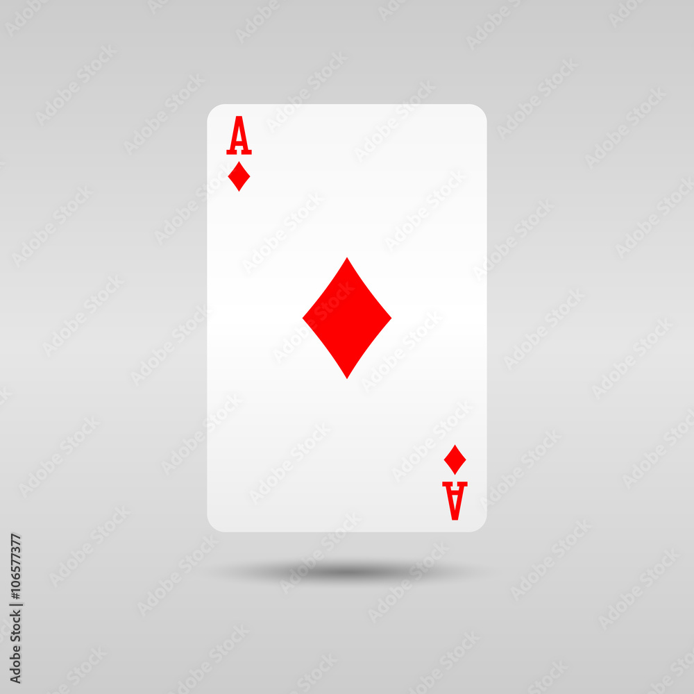 Obraz premium Diamonds ace poker card in modern design with shadow under. Card game illustration