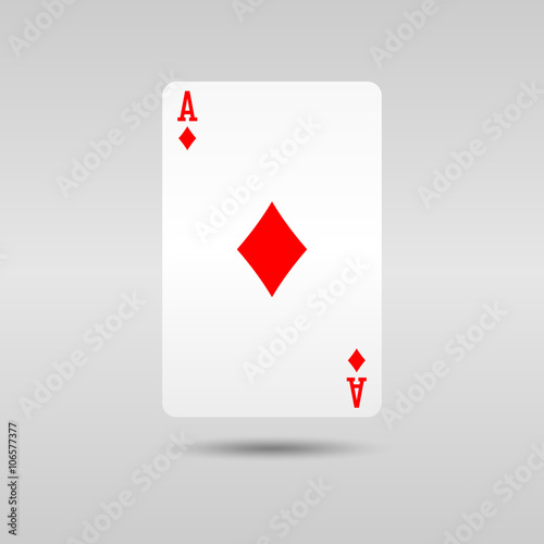 Diamonds ace poker card in modern design with shadow under. Card game illustration