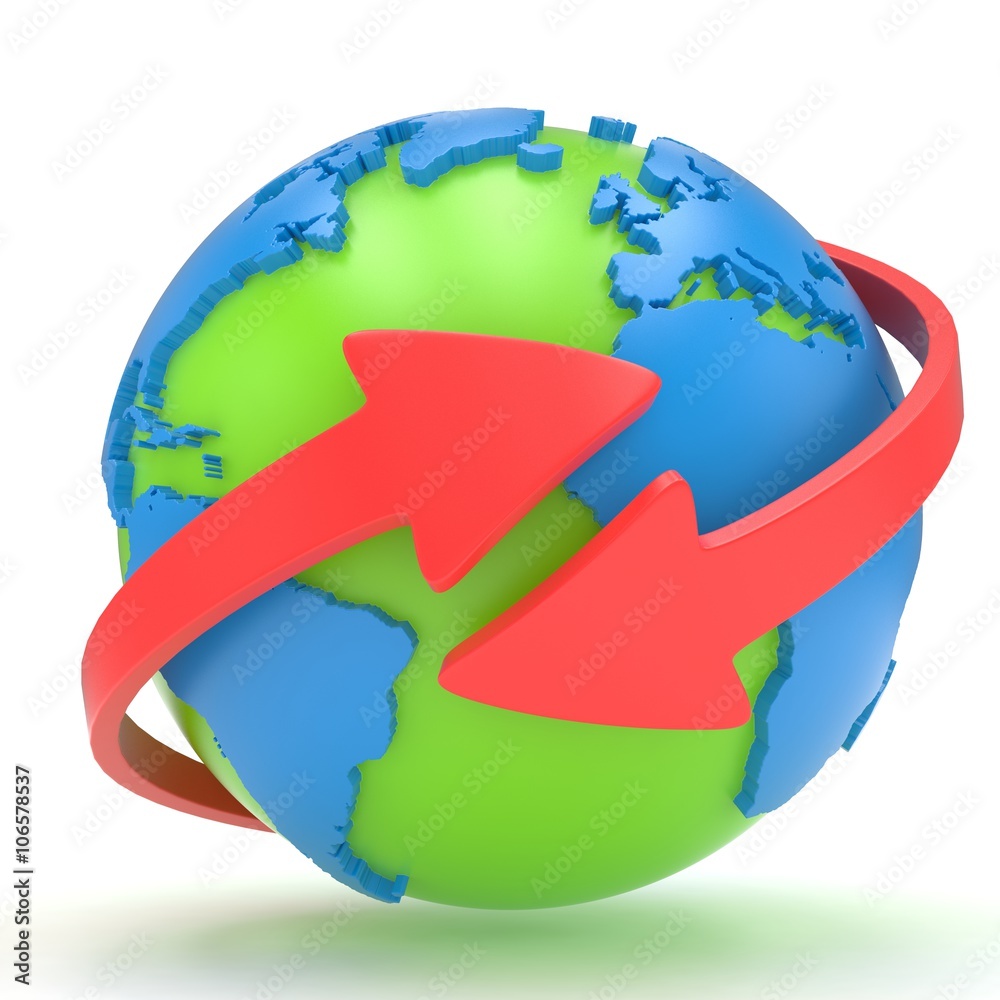 Fototapeta premium Arrows and Earth globe. 3d render