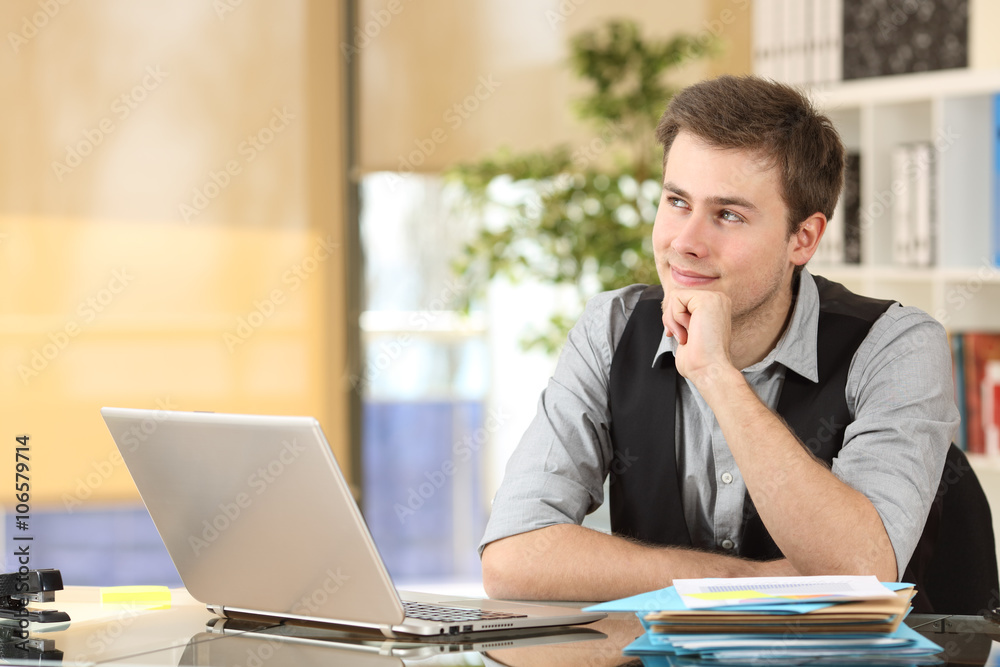 Businessman thinking and planning at office Businessman thinking and planning at office