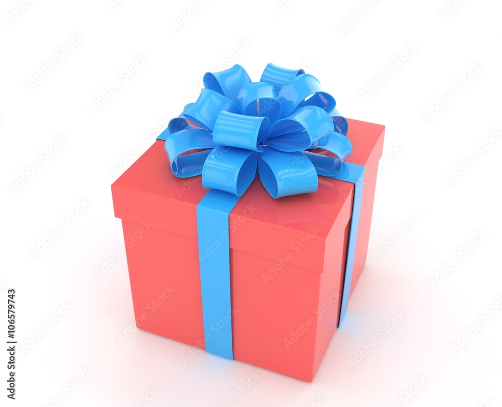 gift box with bows isolated on white. 3D rendering. gift box with bows isolated on white. 3D rendering.
