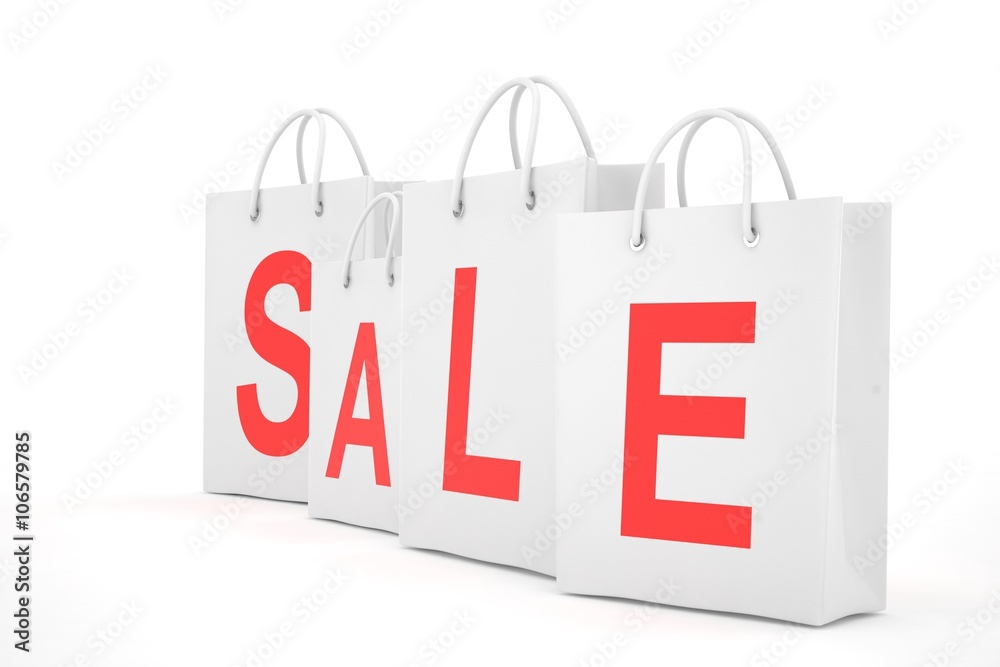 sale written on shopping bag. 3D rendering.
