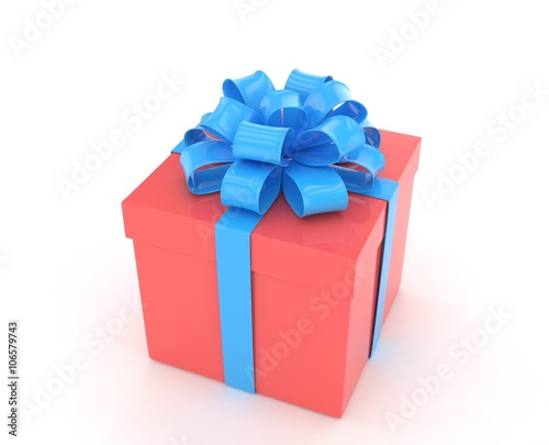 gift box with bows isolated on white. 3D rendering.