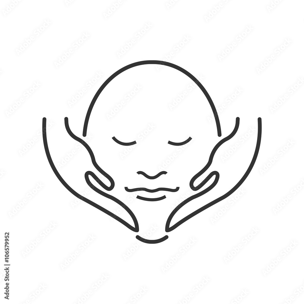 Obraz premium Line Icon Style, Face Massage Alternative medicine icon