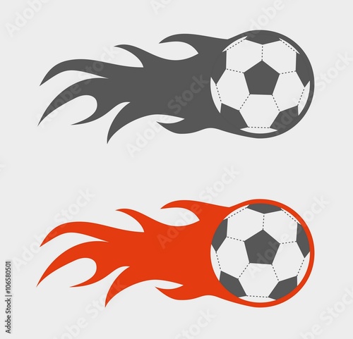 vector set of soccer balls on fire.