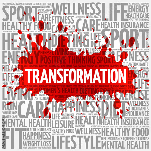 TRANSFORMATION word cloud background, health concept