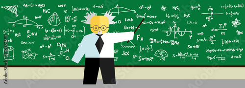teacher at blackboard