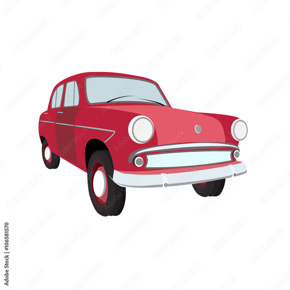 Classic red car.3D rendering. Vector illustration