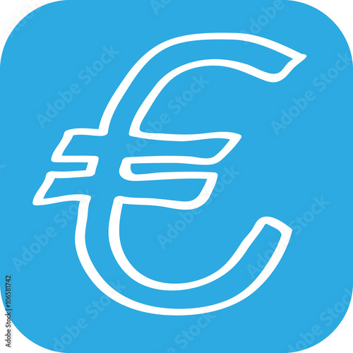 Handgezeichnetes Euro-Symbol auf blauem Hintergrund